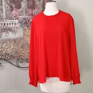 CeCe Pintucked Smocked Cuff Chiffon Top